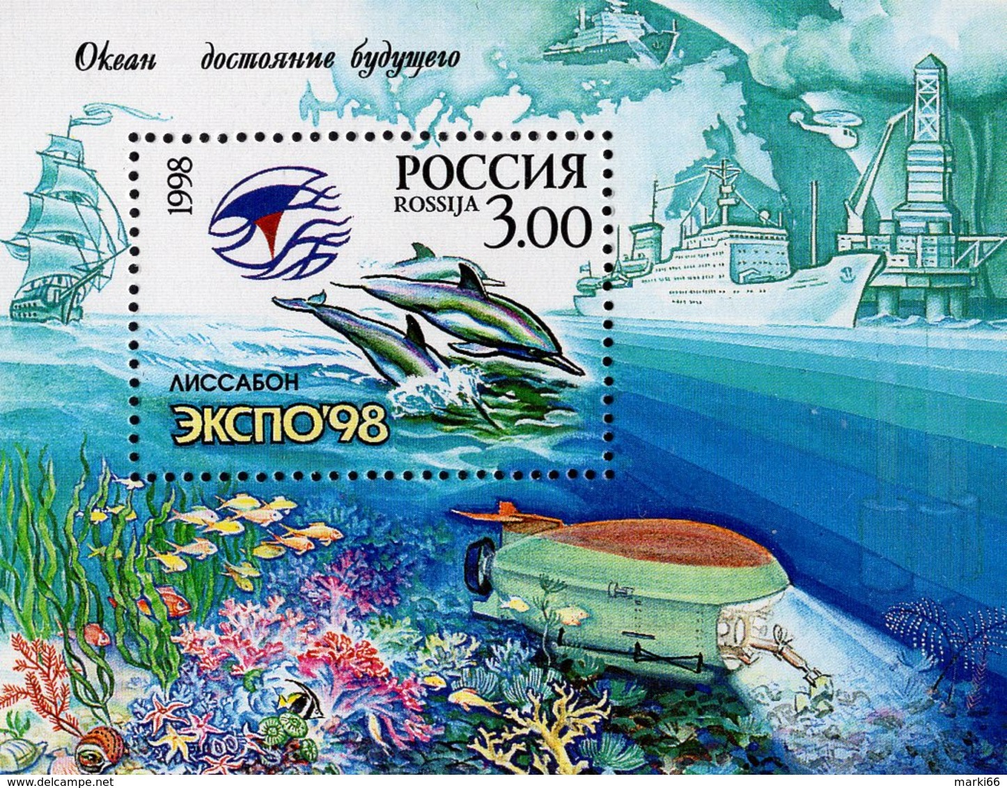 Russia - 1998 - Ocean Is Our Future - World Stamp Exhibition In Lisbon '98 - Mint Souvenir Sheet - Unused Stamps