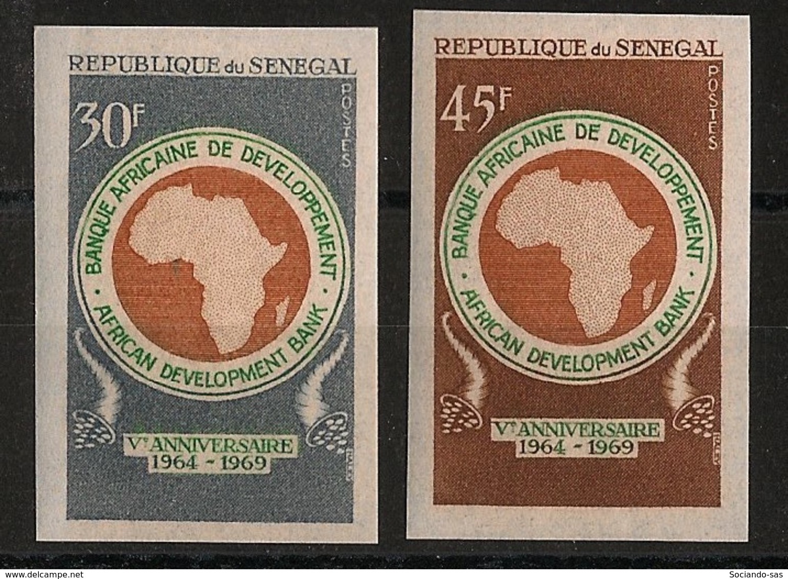 Sénégal - 1969 - N°Yv. 322 Et 323 - Banque Africaine / BAD - Non Dentelé / Imperf. - Neuf Luxe ** / MNH / Postfrisch - Senegal (1960-...)