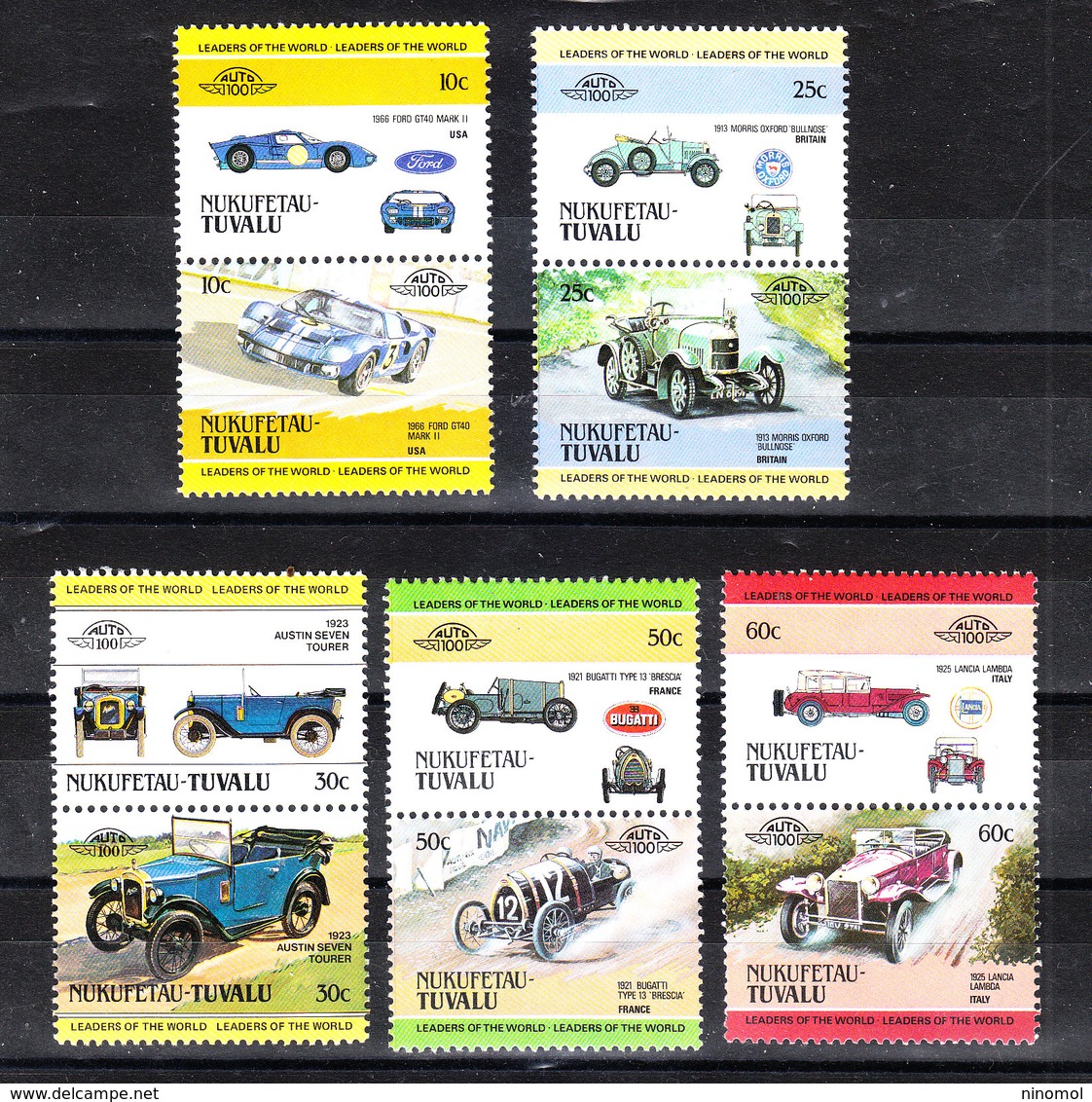 Tuvalu Nukufetau - Auto: Berline E Sportive. Cars: Sedans And Sports..Ford GT,Morris,Austin,Bugatt, Lancia. MNH - Automobili