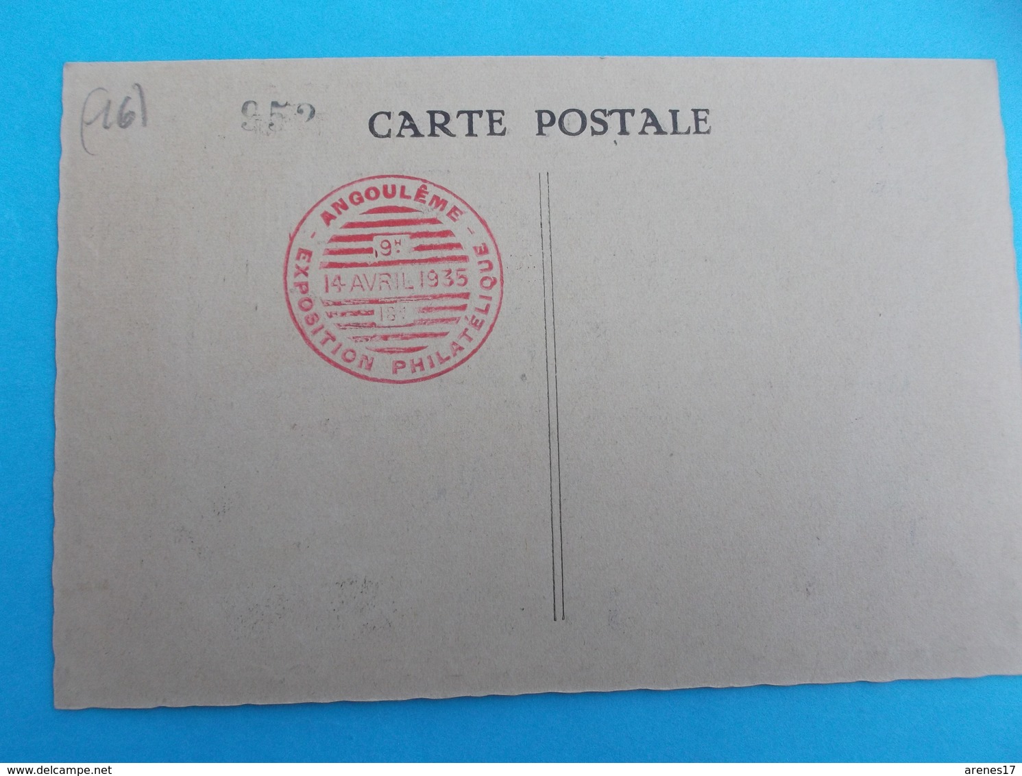 16: ANGOULEME : EXPOSITION PHILATELIQUE Du 14 AVRIL 1935 ,avec Cachet De L'exposition Au Dos, Carte En Bon état - Angouleme