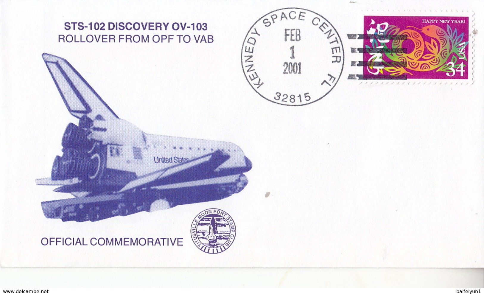 2001 USA Space Shuttle Discovery STS-101   Commemorative Cover - North  America