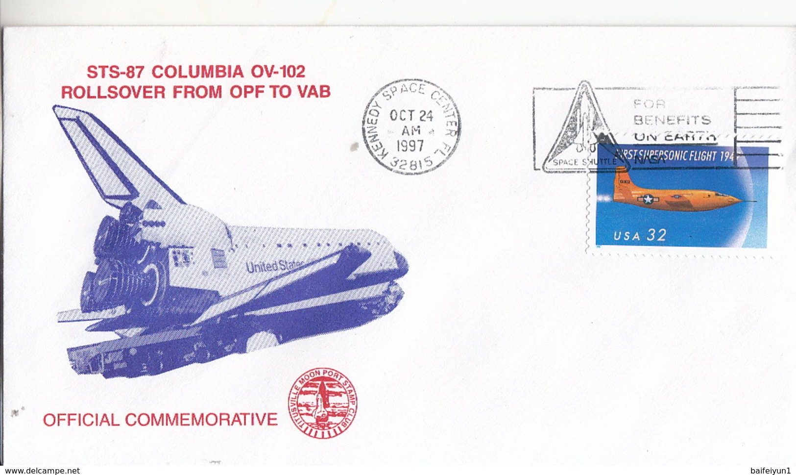 1997 USA Space Shuttle Columbia STS-87Commemorative Cover - North  America