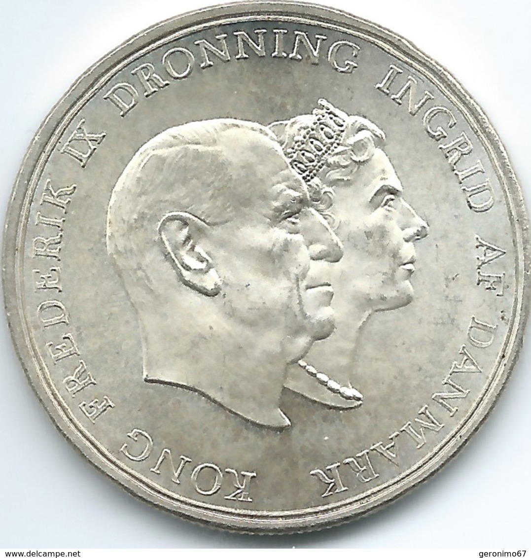 Denmark - Frederik IX - 1960 - 5 Kroner - Silver Wedding Anniversary - KM852 - Dinamarca