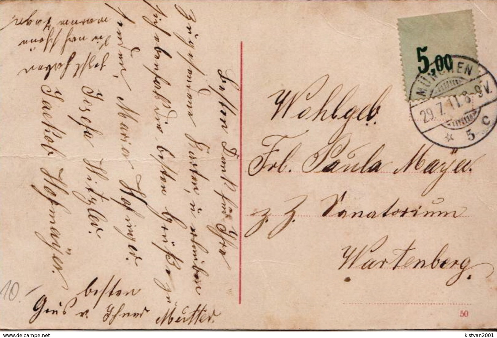 Postal History: Bavaria Interesting Card With Label Instead Of Stamp, Used - Other & Unclassified