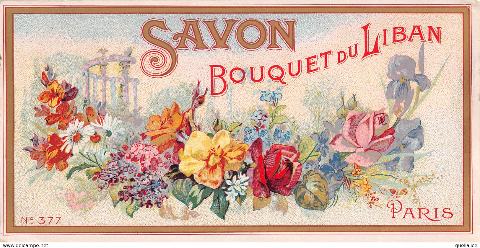 1109 "PARIS - SAVON - BOUQUET DU LIBAN - NR 377" ETICHETTA ORIG. - Etiquetas