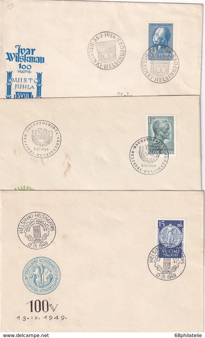 FINLANDE 1949 LOT DE 11 FDC - FDC