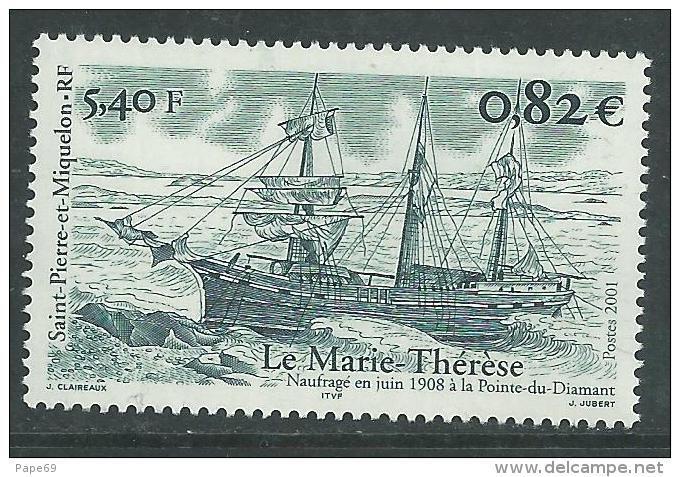 St Pierre Et Miquelon N° 752 XX Navire Naufragé : Le "Marie - Thérèse" Sans Charnière,TB - Ongebruikt