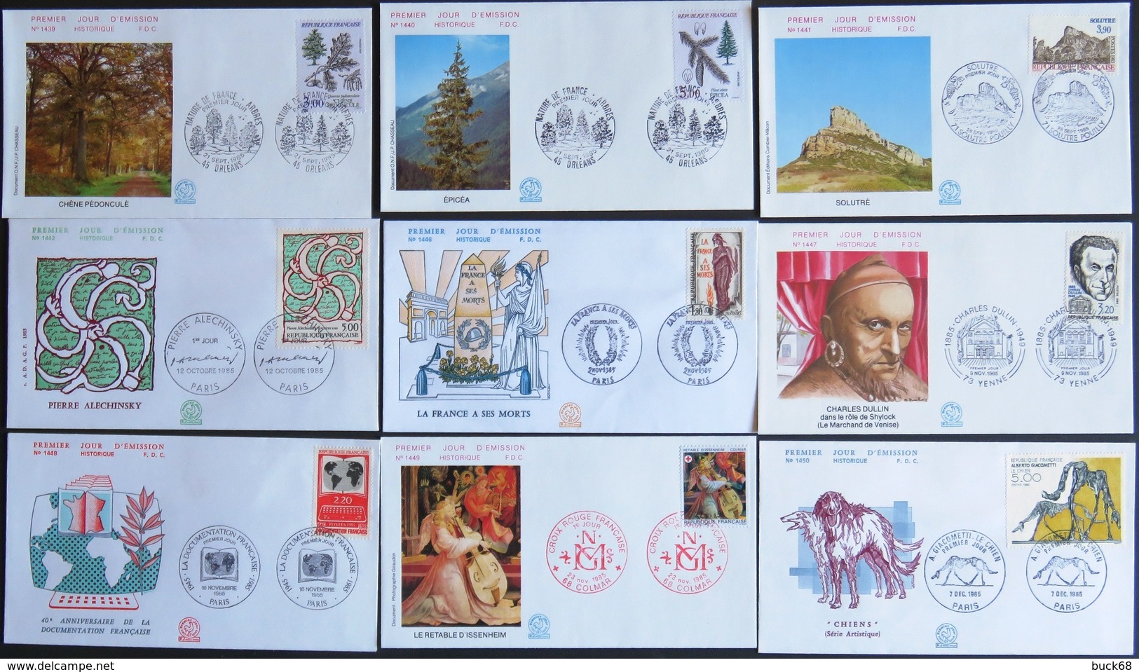 FRANCE Année 1985 Lot De 43 Enveloppes 1er Premier Jour FDC ETB (CV 120 €) Port Réduit 1 - Collections