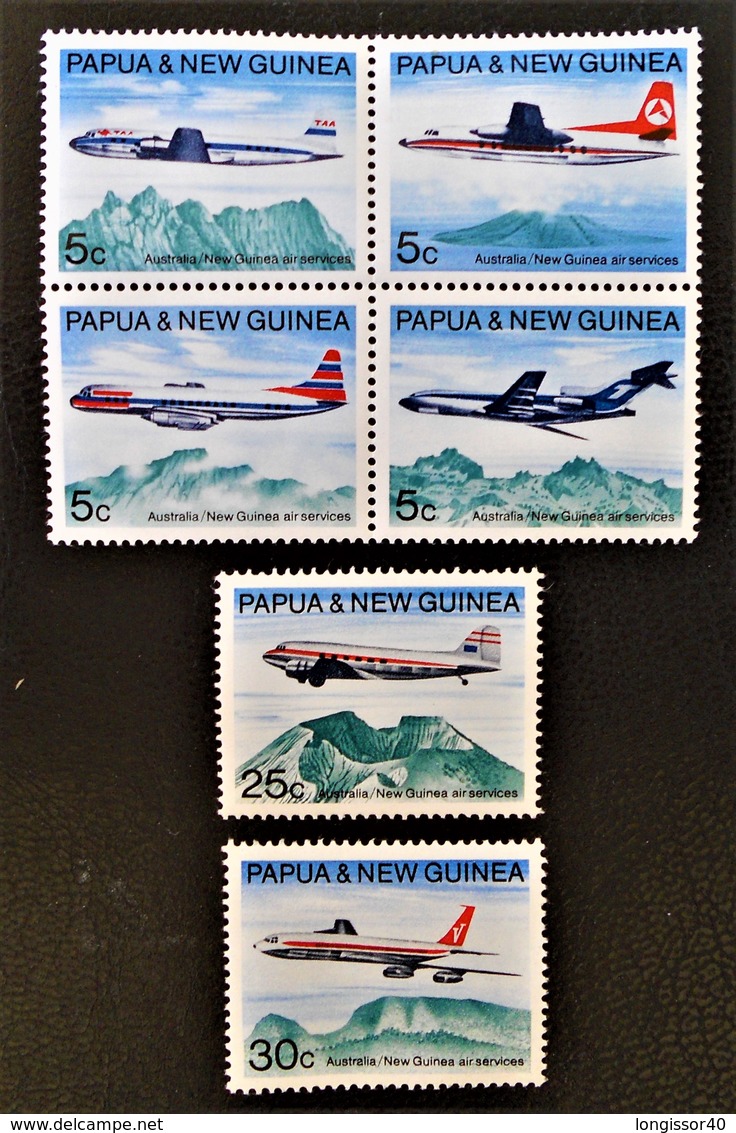 SERVICES AERIENS 1970 - NEUFS ** - YT 178/83 - MI 179/84 - Papouasie-Nouvelle-Guinée