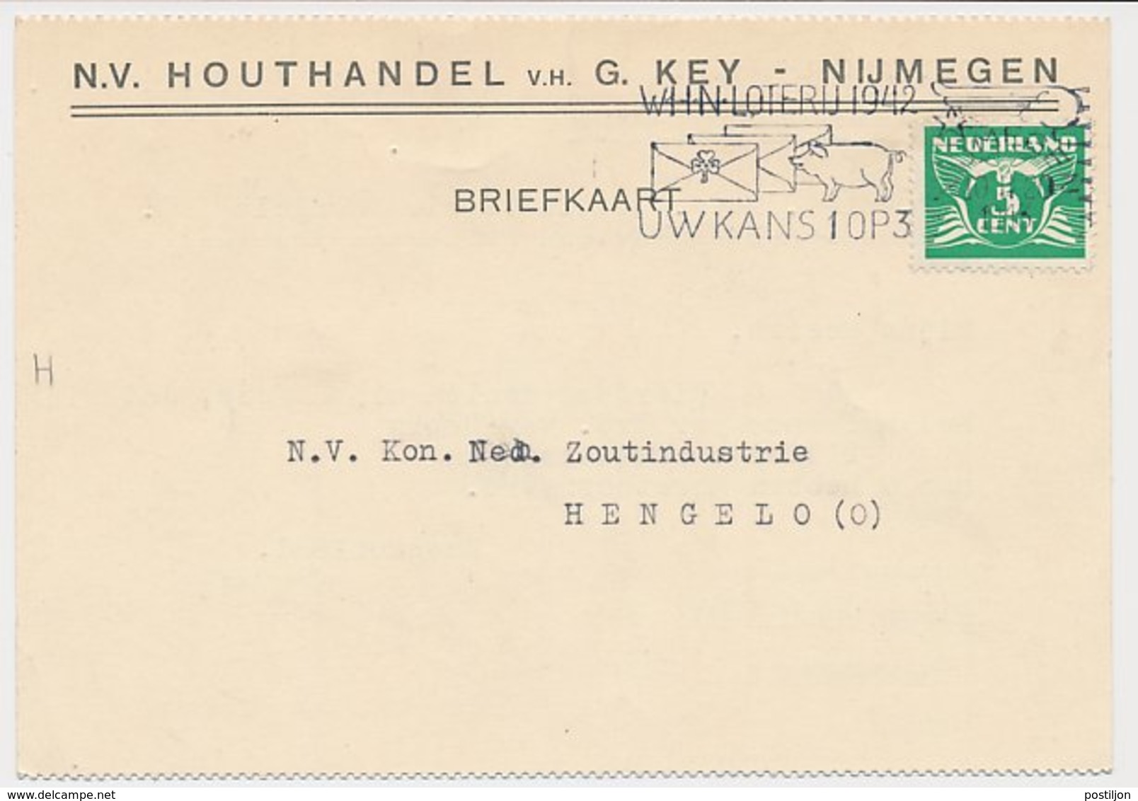 Firma Briefkaart Nijmegen 1943 - Houthandel - Zonder Classificatie