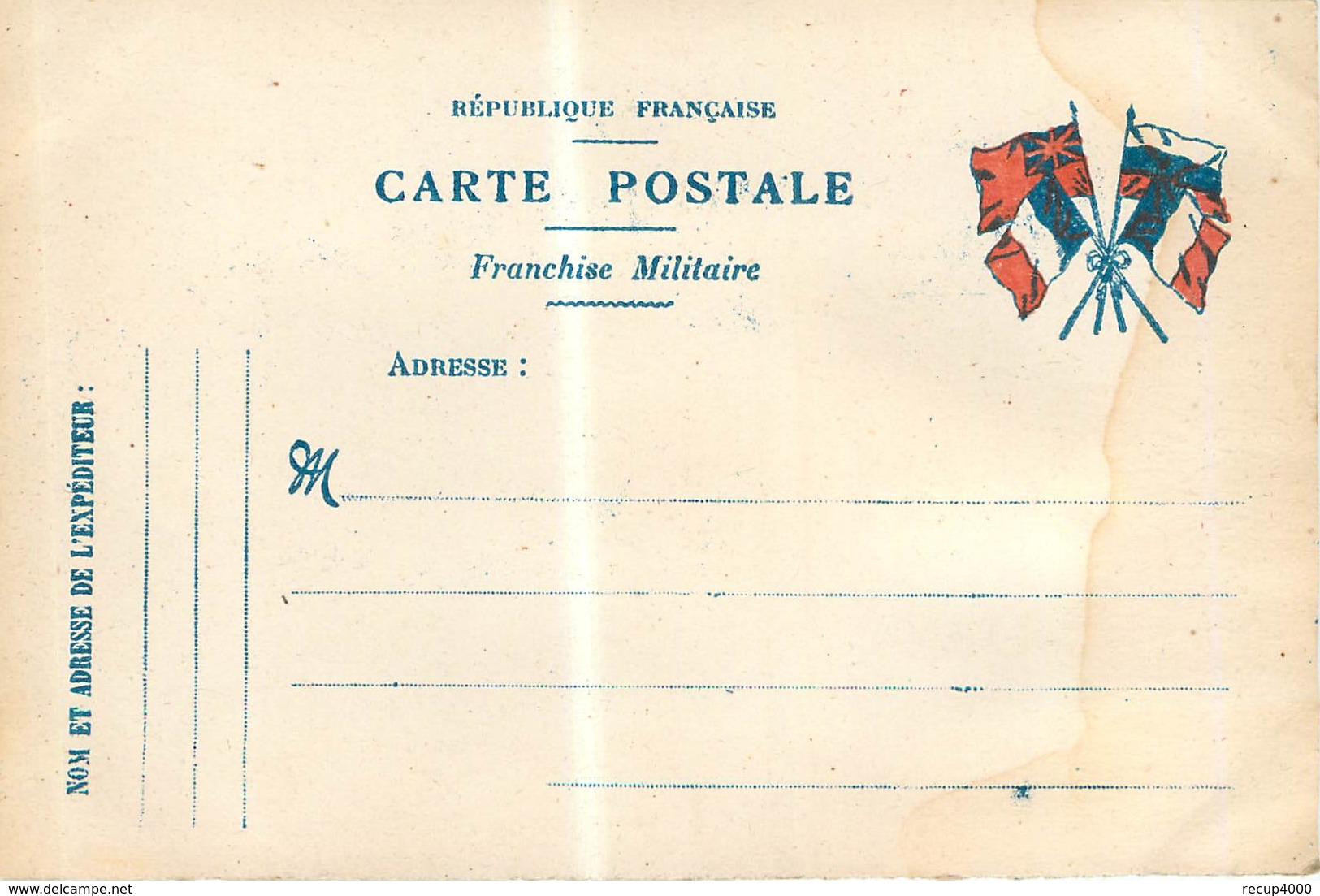 MILITARIA  Un Poilu  Photo Collée Sur Franchise Militaire Campagne 1914.15  2scans - Documents