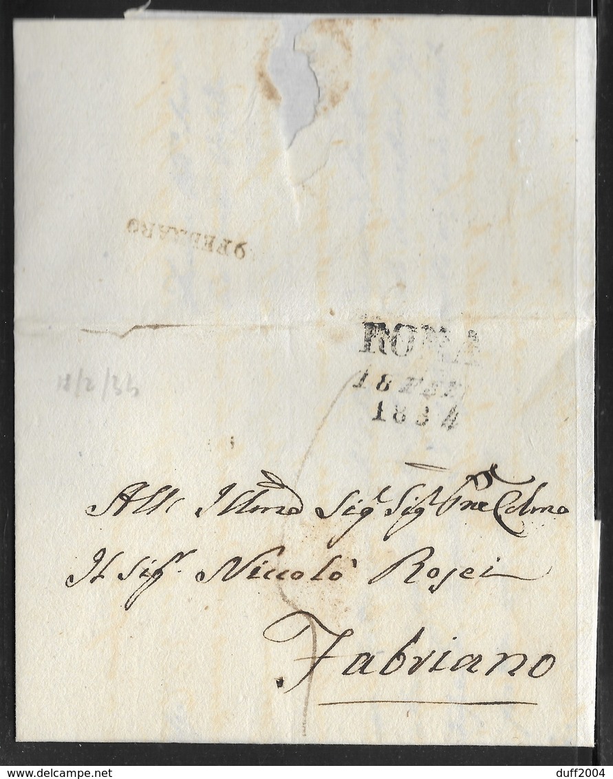 DA ROMA A FABRIANO - 1.2.1834. - 1. ...-1850 Prefilatelia