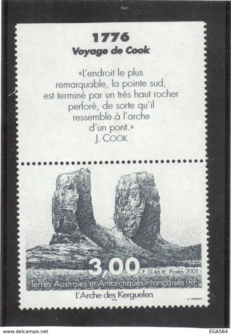 B16 - TAAF - PO 296** MNH De 2001 - ARCHE De KERGUELEN Avec Vignette James COOK - - Neufs