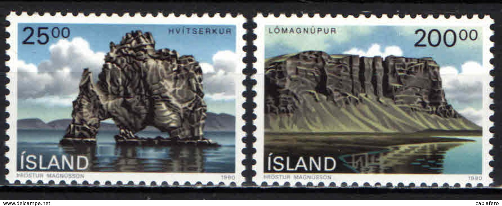 ISLANDA - 1990 - FORMAZIONI ROCCIOSE: HVITSERKUR E LOMAGNUPUR - MNH - Nuovi