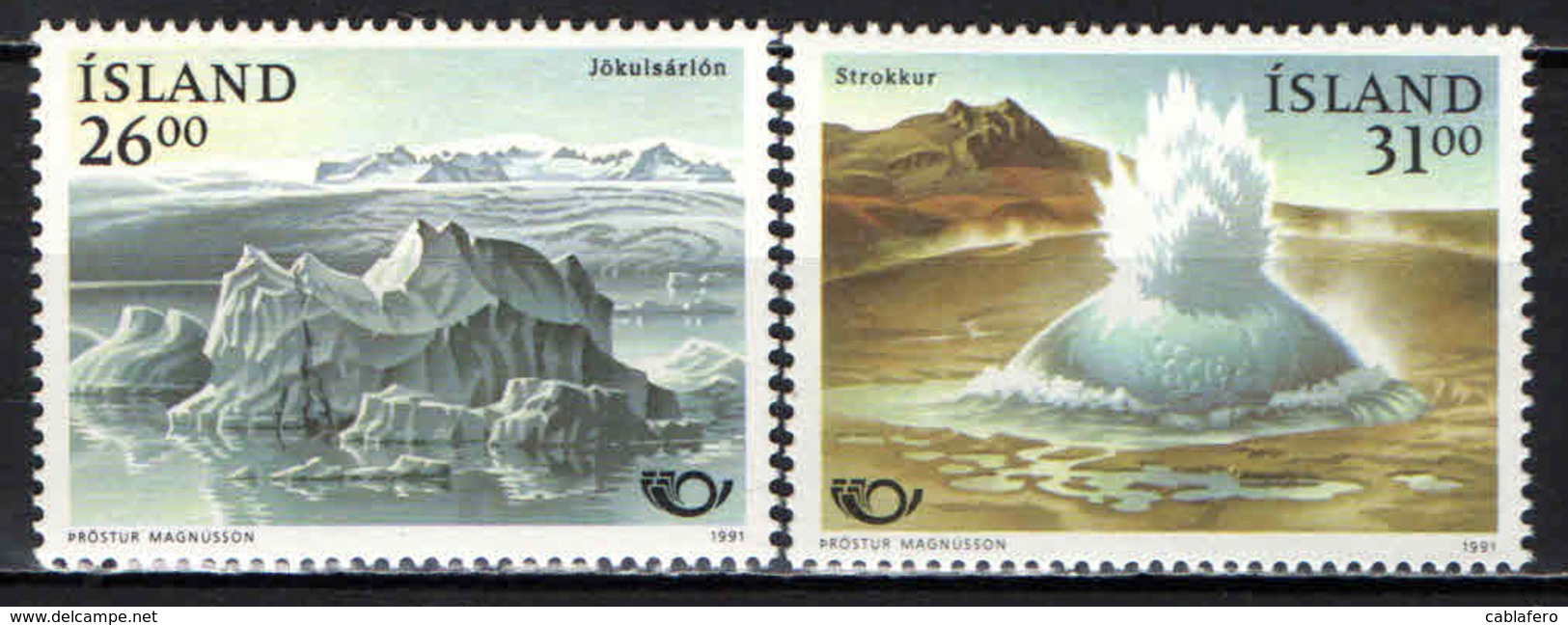 ISLANDA - 1991 - TURISMO NEI PAESI NORDICI: ICEBERGS, JOKULSARLON - GEYSER, STROKKUR - MNH - Nuovi