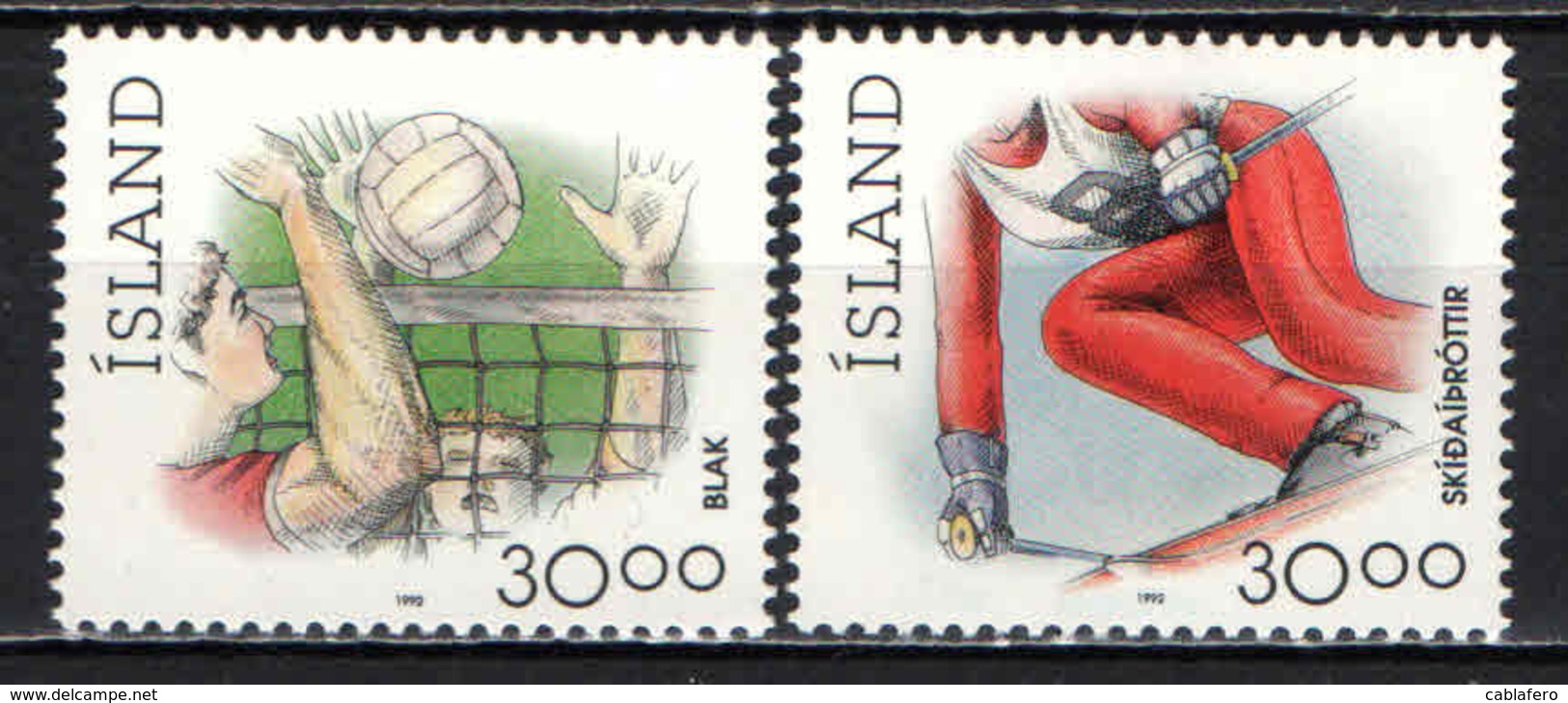 ISLANDA - 1992 - SPORT: PALLAVOLO E SCI ALPINO - MNH - Nuovi