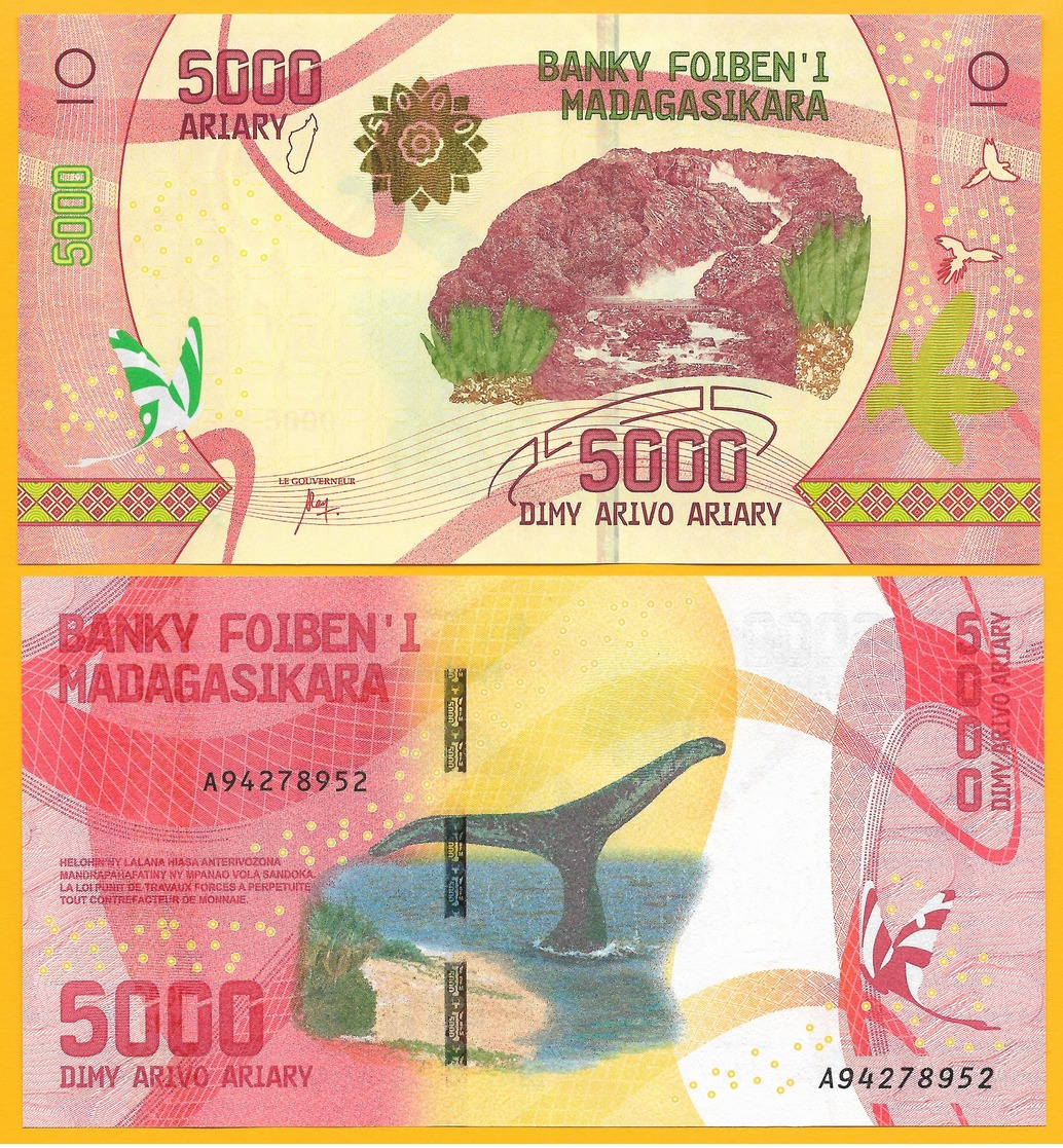 Madagascar 5000 Ariary P-102 2017 UNC Banknote - Madagascar