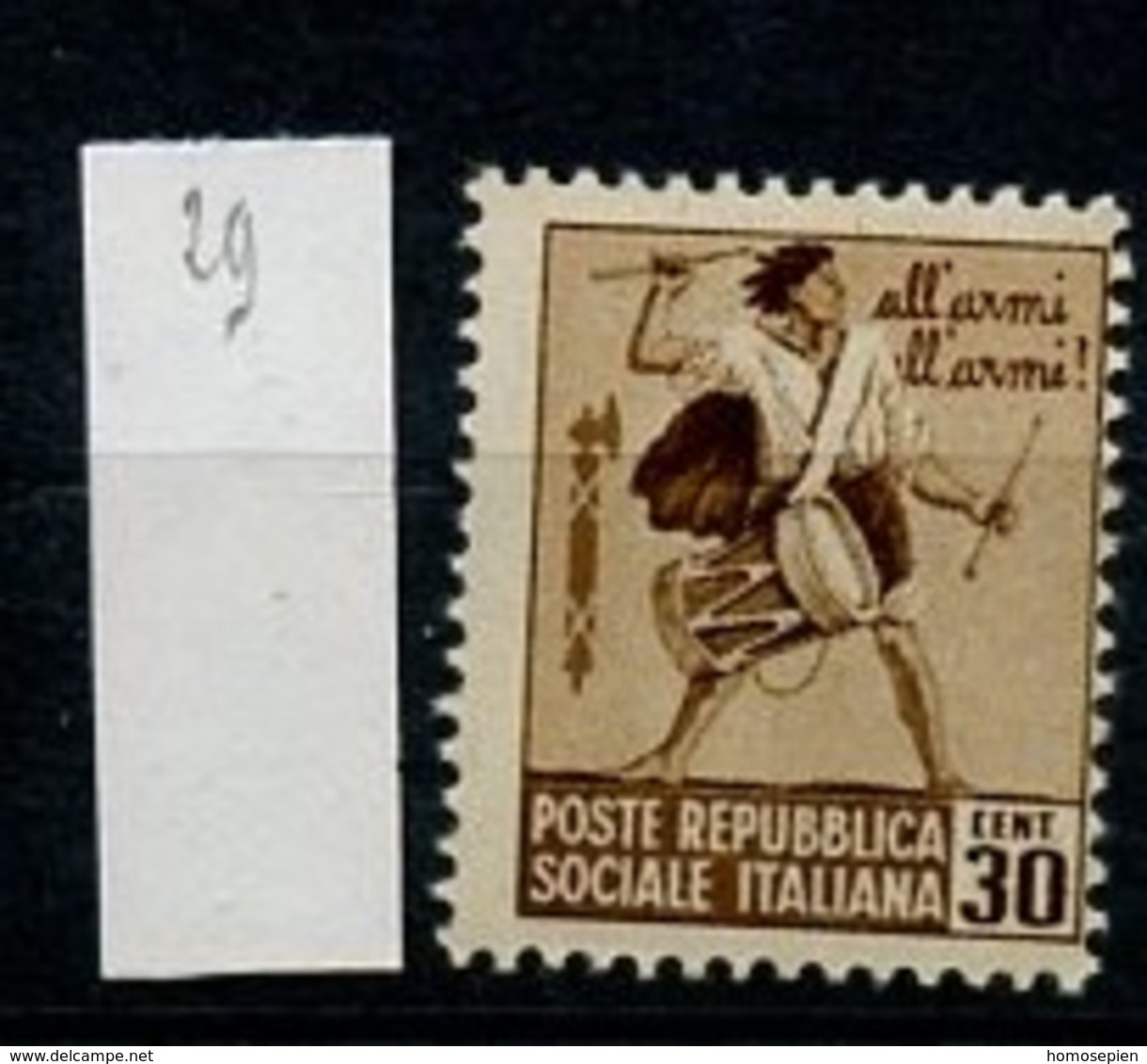 Italie République Sociale - Italy - Italien 1944 Y&T N°29 - Michel N°656 * - 30c Tambour - Neufs