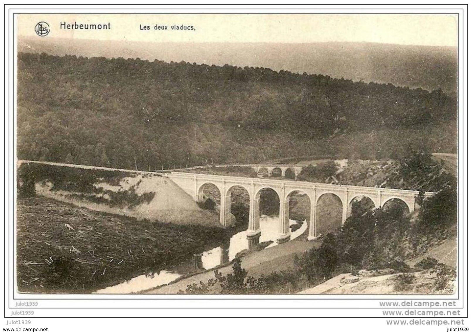 HERBEUMONT ..-- Nels  40 , N° 8 . Les Deux Viaducs . Vers SOUVRET ( Famille GERONNEZ ) . Voir Verso . - Herbeumont