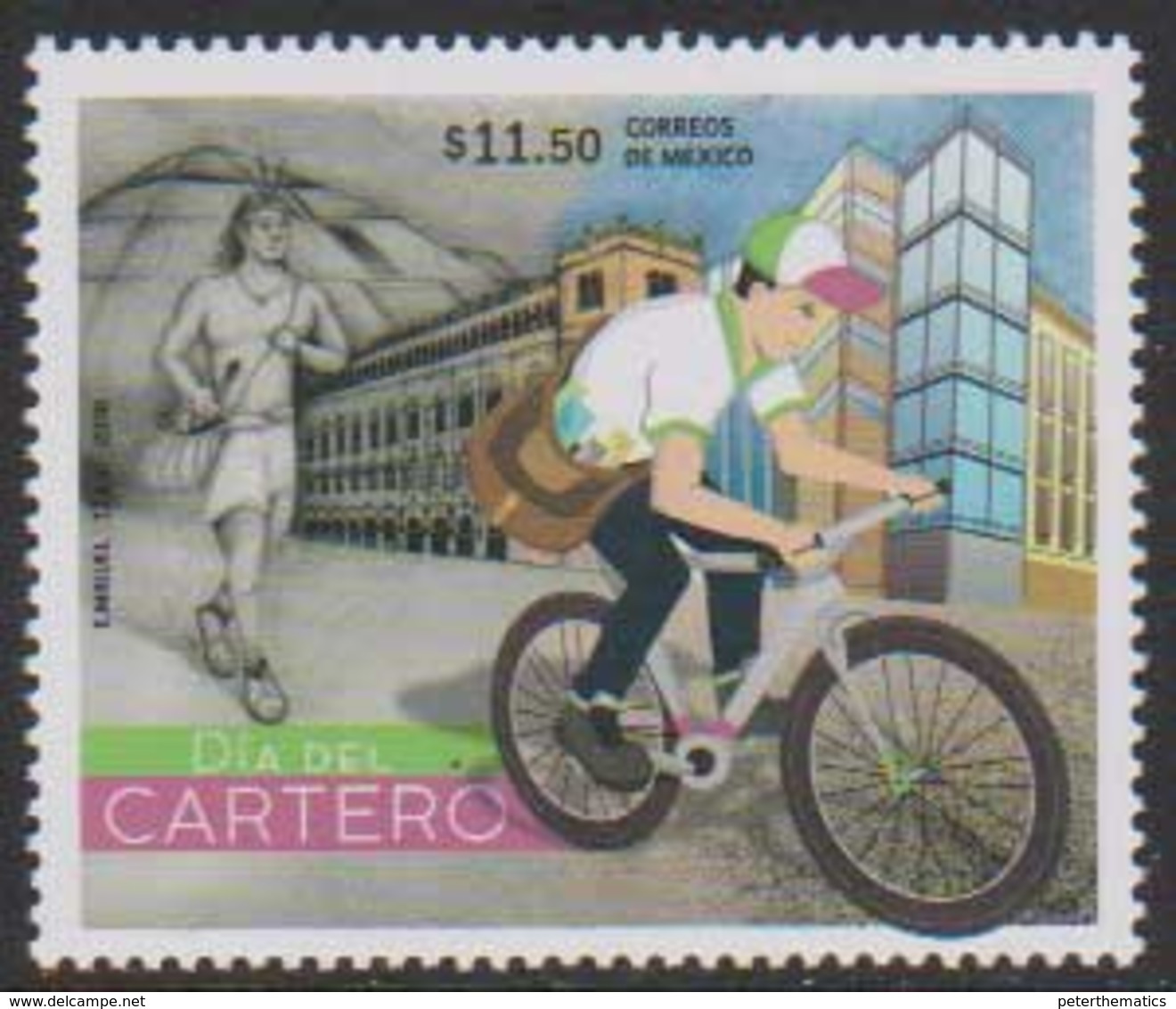 MEXICO, 2018, MNH, DAY OF THE POSTMAN, BICYCLES, INDIANS,  1v - Cycling