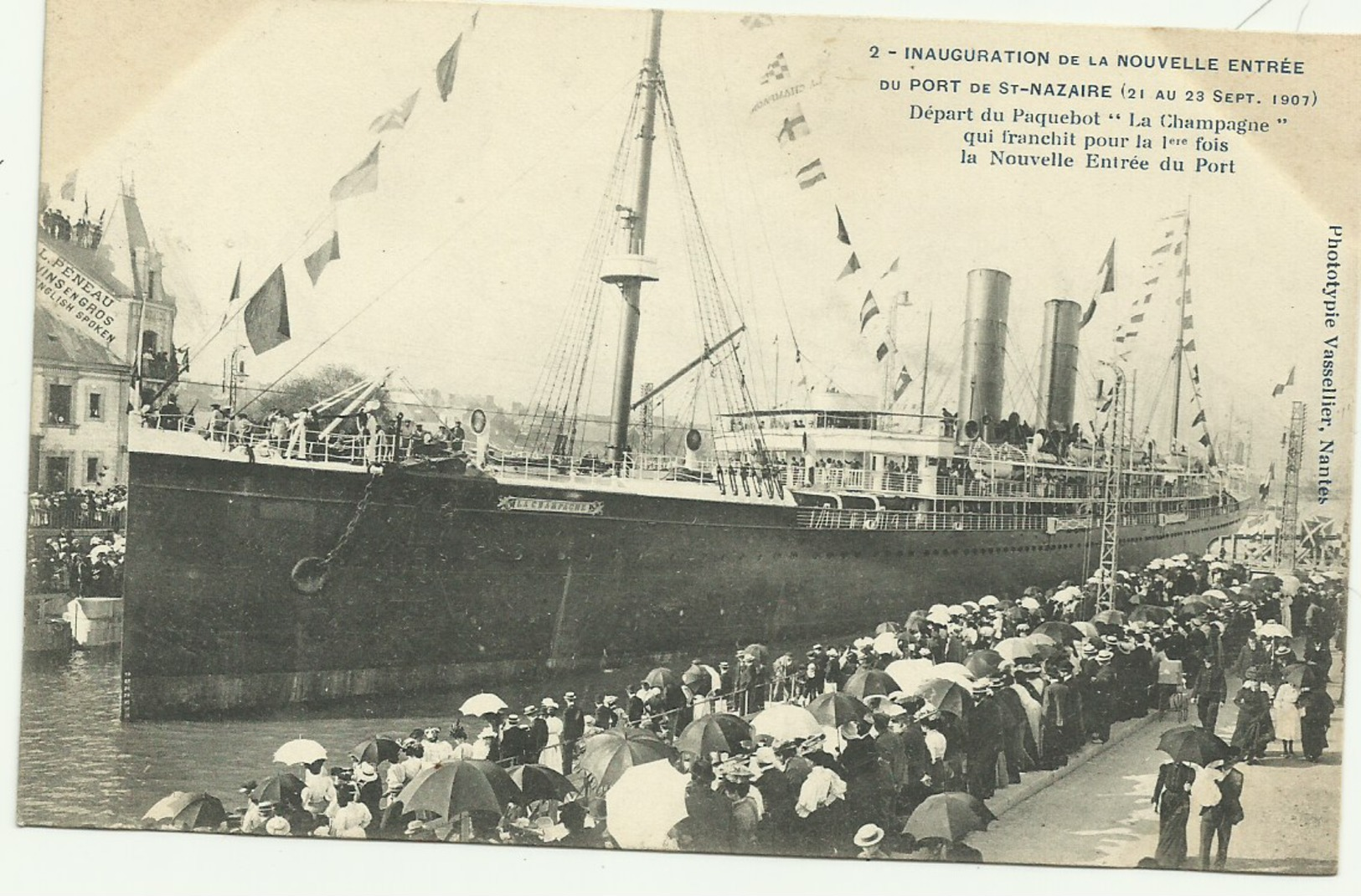 Bellecpa2.INAUGURATION DE LA NOUVELLE ENTREE DU PORT DE ST.NAZAIRE (21AU23SEPT.1907)Départ Du Paquebot - Saint Nazaire