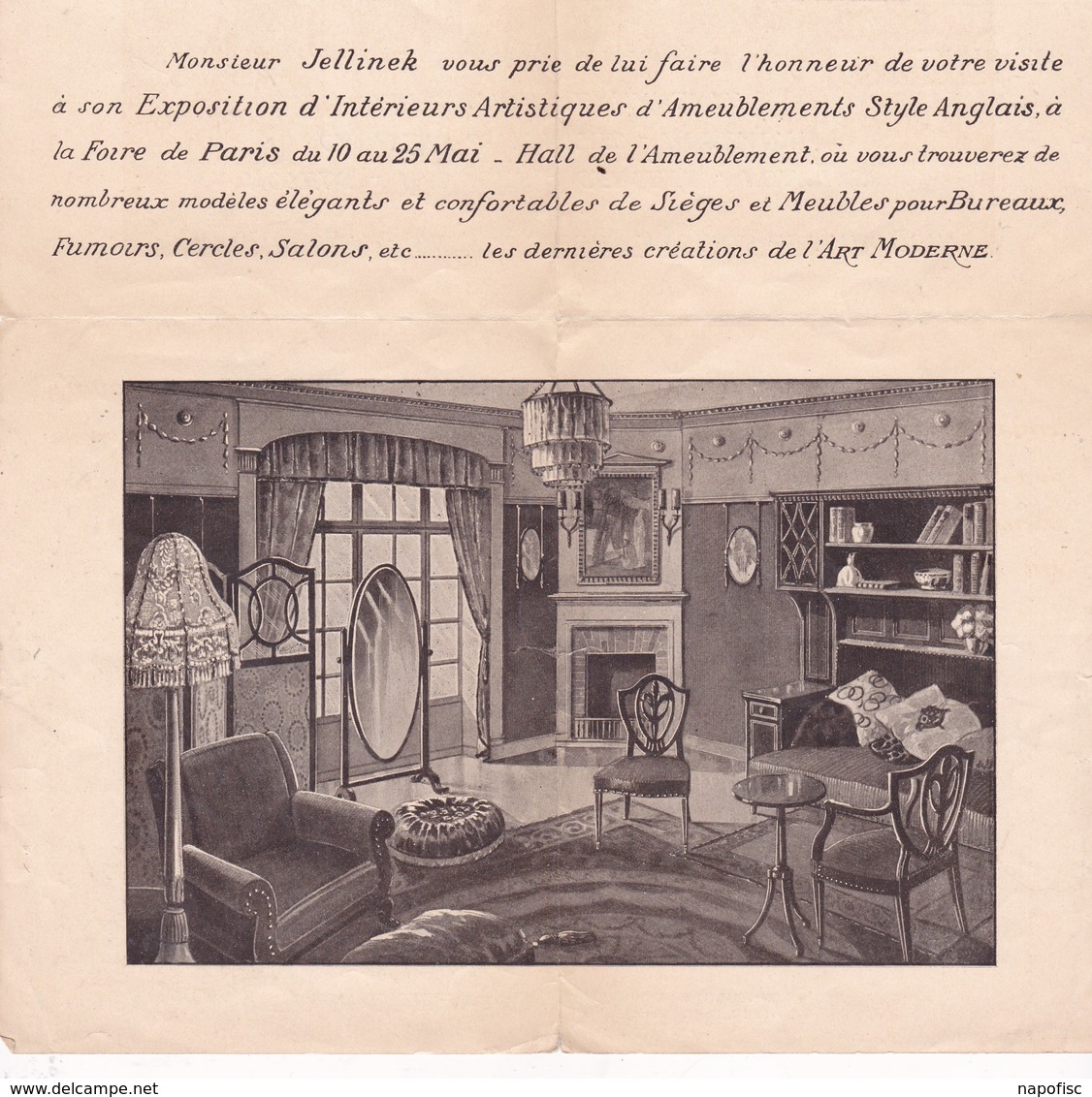 75-Jellinek.. Fabrique De Meubles & Sièges Anglais En Maroquin   Paris XI ème .. 1922 - Petits Métiers