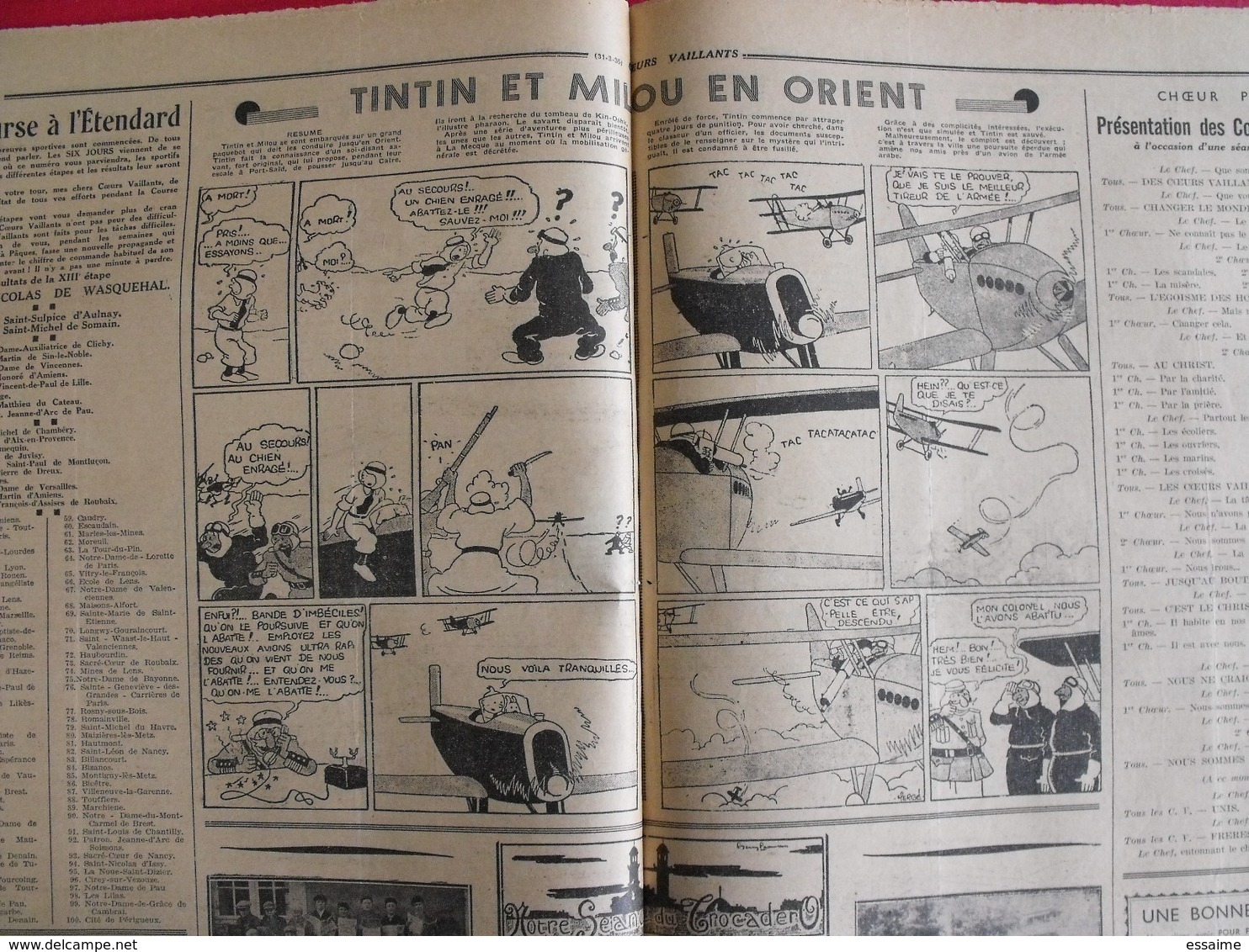 7 coeurs vaillants 1935. hergé tintin en orient (cigares du pharaon) jim boum marijac