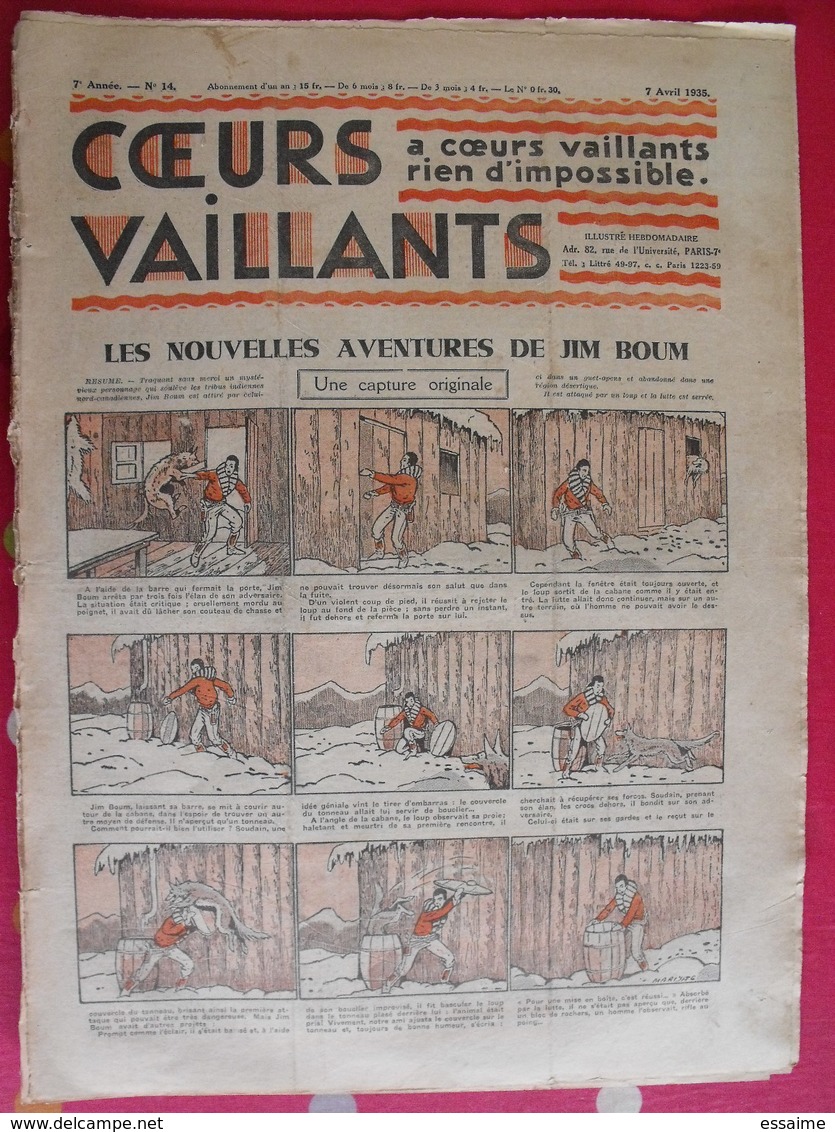 7 coeurs vaillants 1935. hergé tintin en orient (cigares du pharaon) jim boum marijac