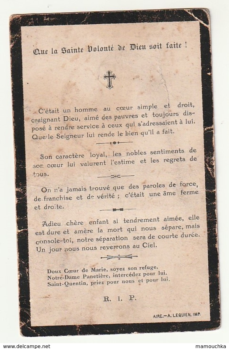 Souvenir Décès Dominique LEMAIRE Conseiller Municipal D'Aire-sur-la-Lys Décédé à Saint-Quentin-les-Aire 1921 - Images Religieuses