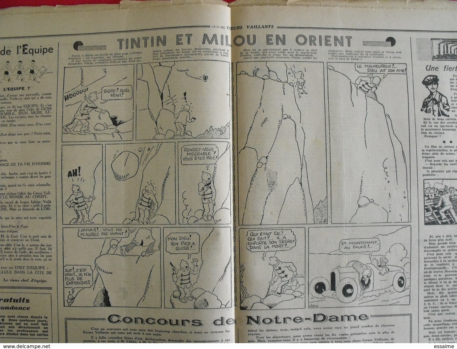 8 Coeurs Vaillants Novembre-décembre 1935.  Hergé Tintin En Orient (cigares Du Pharaon) Jim Boum Marijac Pat'fol - Other Magazines