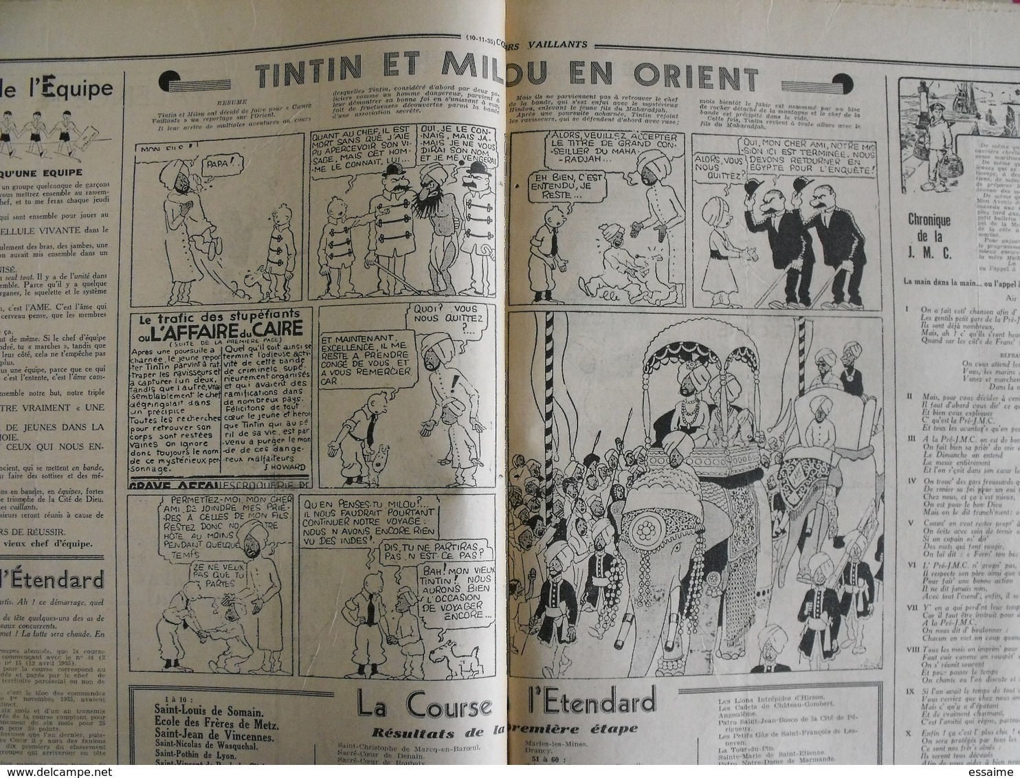 8 coeurs vaillants novembre-décembre 1935.  hergé tintin en orient (cigares du pharaon) jim boum marijac pat'fol