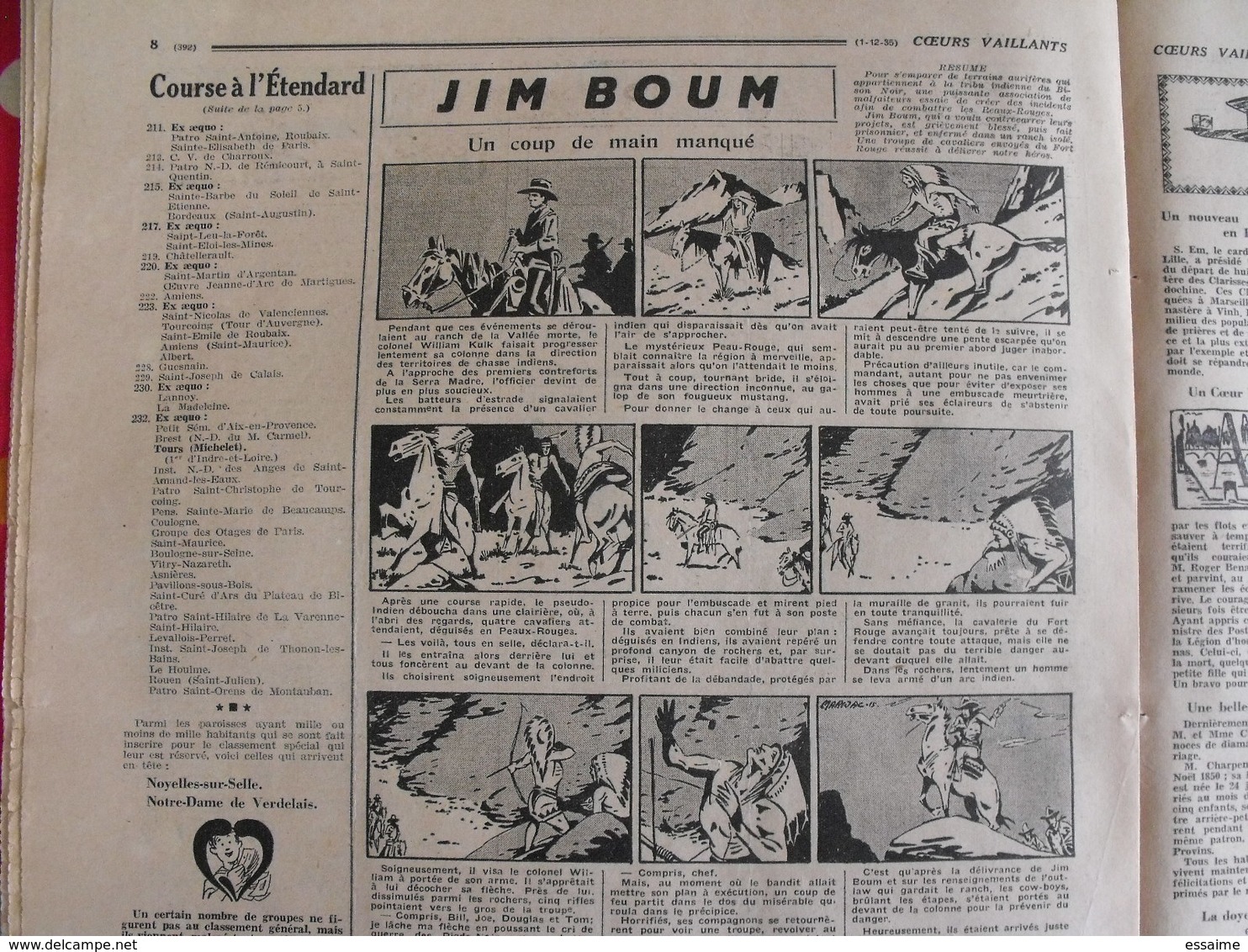 8 coeurs vaillants novembre-décembre 1935.  hergé tintin en orient (cigares du pharaon) jim boum marijac pat'fol