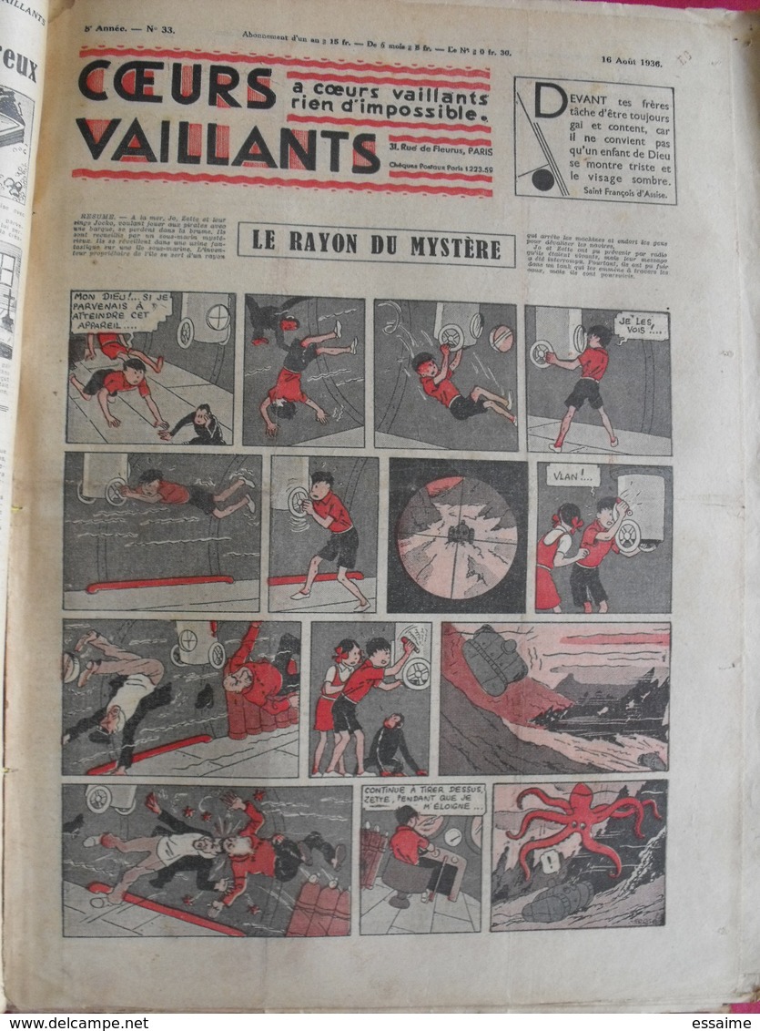 52 coeurs vaillants 1936. reliure amateur. Hergé tintin en extrême-orient (lotus bleu) jo zette jim boum marijac pat'fol