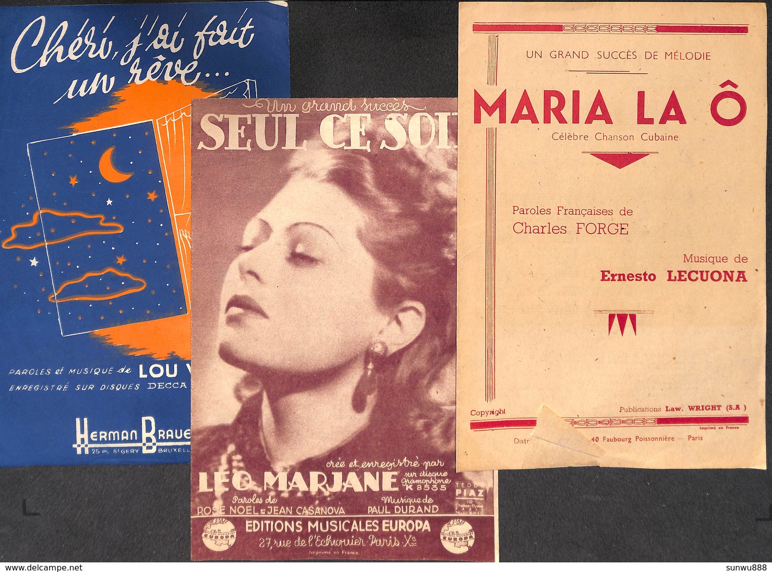 Lot +80 partitions Illustrées (Tino Rossi, Annie Cordy, Compagnons de la Chanson Luis Mariano Edith Piaf,,, voir scans