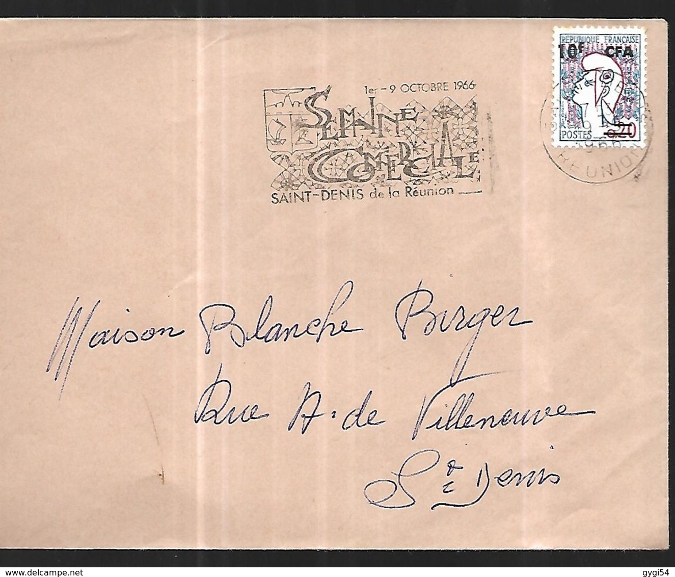 Réunion   Lettre Du  09  10 1966   Pour  Saint Denis - Storia Postale