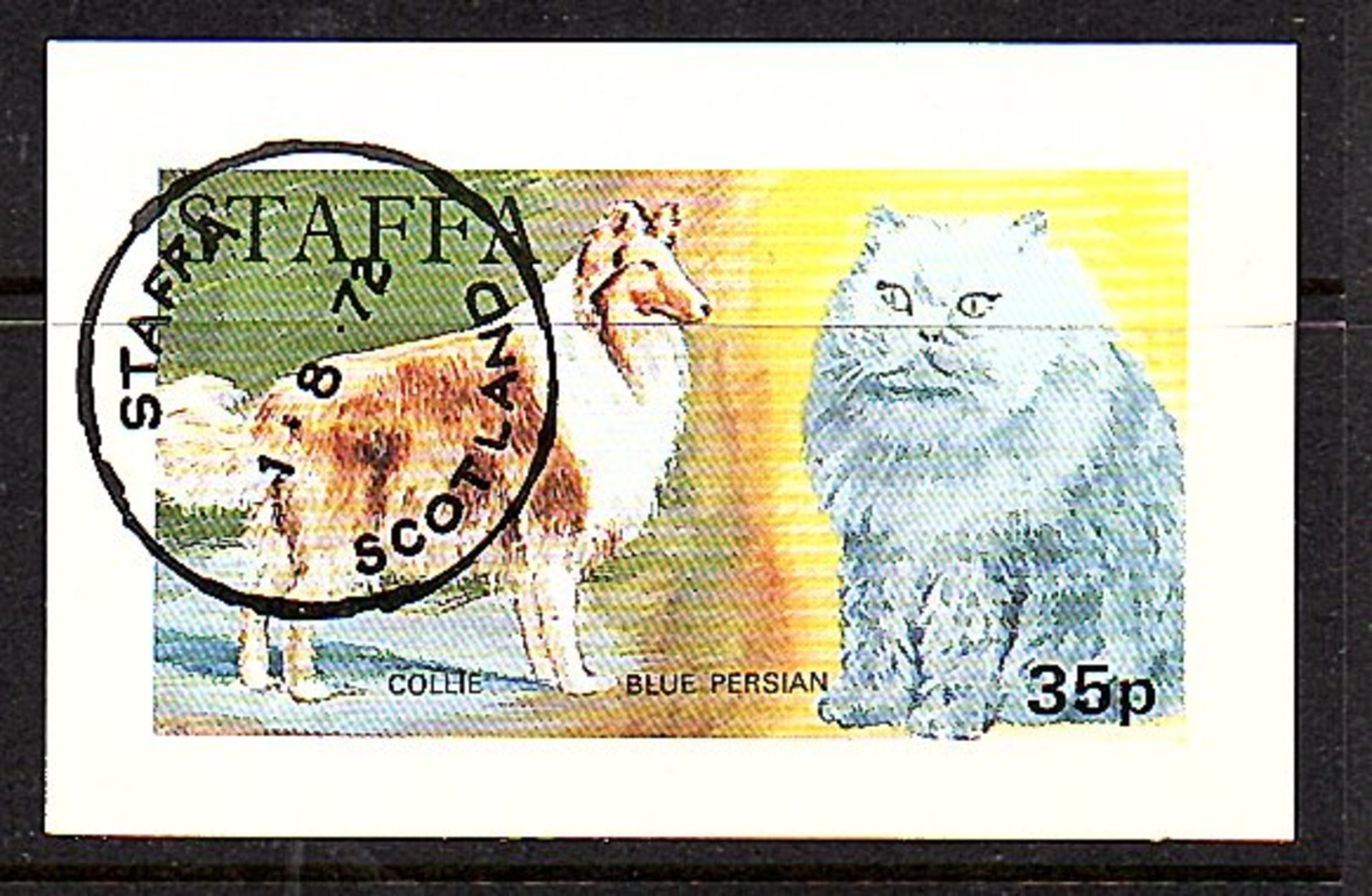 Cat Dog Collie Blue Persian Staffa-Scotland Block VF Used 1972 (st-9) - Local Issues