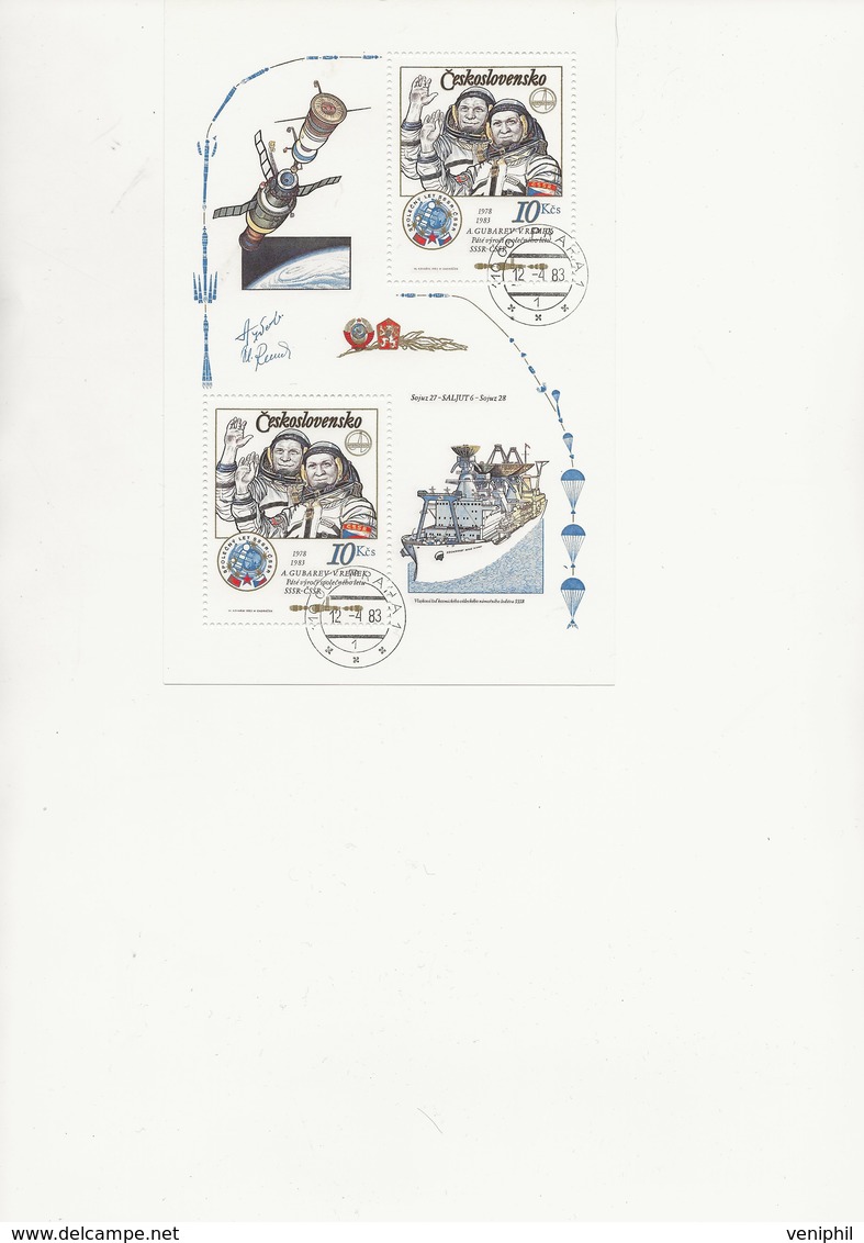 TCHECOSLOVAQUIE - BLOC FEUILLET INTERCOSMOS N° 59 OBLITERE -TB ANNEE 1983 - Blocs-feuillets