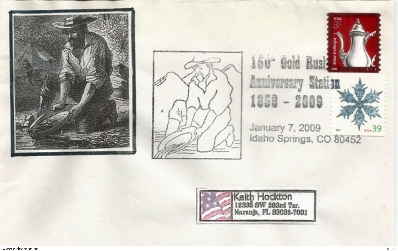 USA. 150 Ième Anniversaire Du Gold Rush A Georgetown (Colorado) Enveloppe Commemorative - Altri & Non Classificati