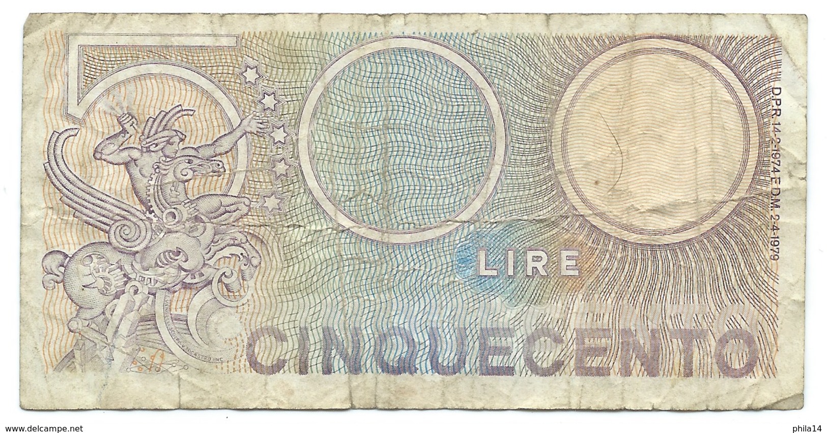 BILLET Italie - 500 Lire 1979 - 500 Liras