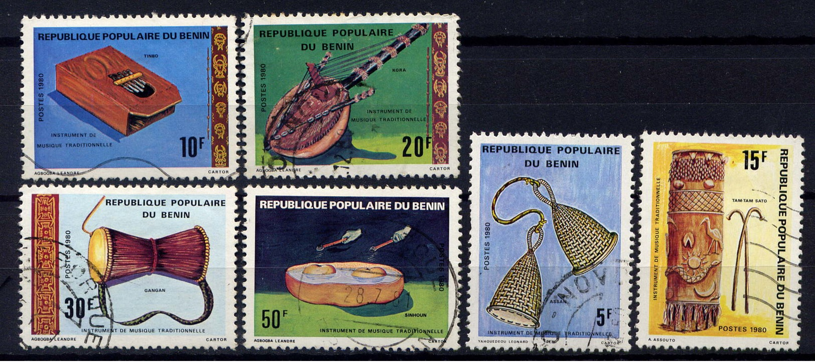 BENIN - 478/483° - INSTRUMENTS DE MUSIQUE TRADITIONELLE - Bénin – Dahomey (1960-...)