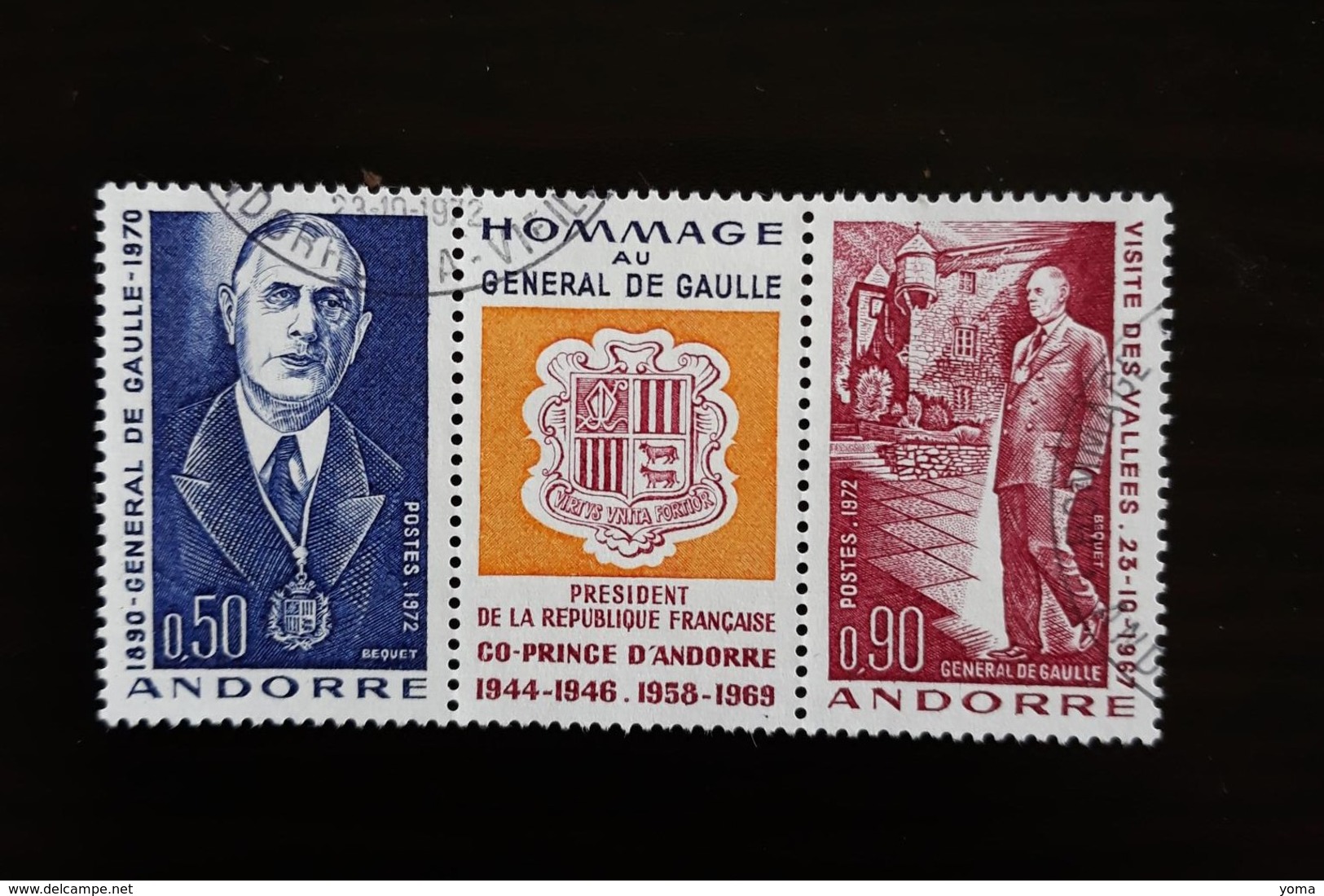 N° 225A       Hommage Au Général De Gaulle  -  Tryptique - Oblitérés