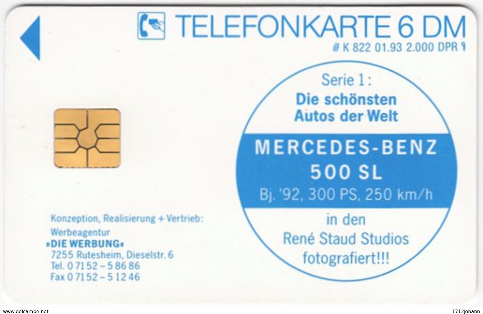 GERMANY K-Serie A-530 - 822 01.93 - Traffic, Car, Mercedes - MINT - K-Series: Kundenserie