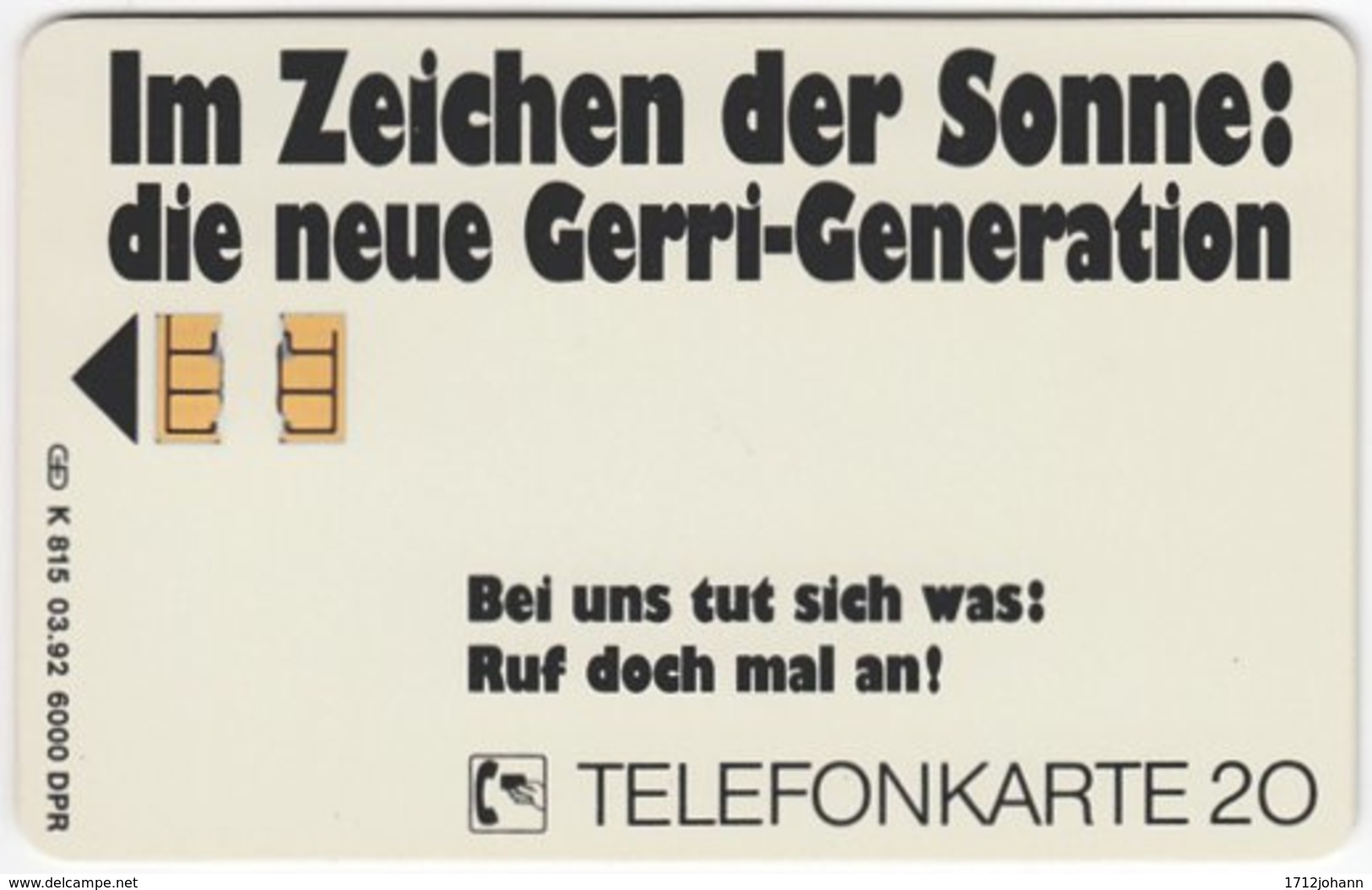 GERMANY K-Serie A-538 - 815 03.92 - MINT - K-Series: Kundenserie