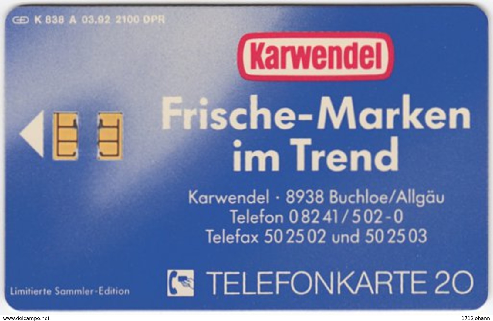 GERMANY K-Serie A-542 - 838A 03.92 - Food, Market - MINT - K-Series: Kundenserie