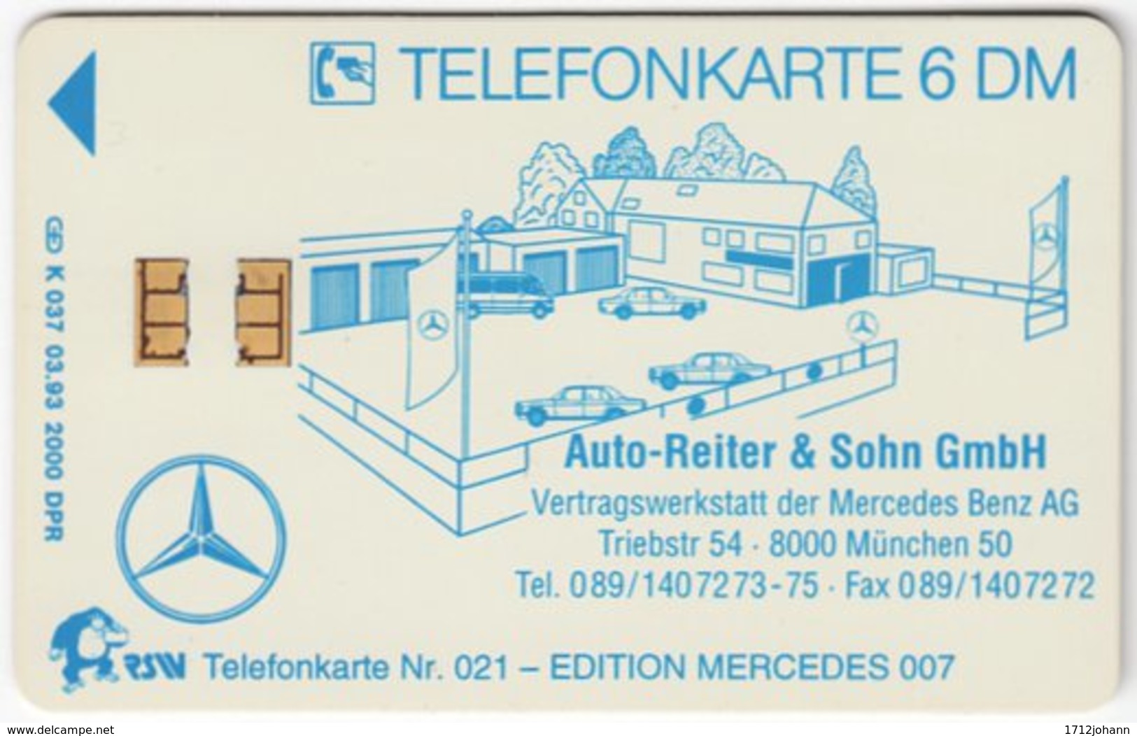 GERMANY K-Serie A-553 - 037 03.93 - Traffic, Car, Mercedes - MINT - K-Series: Kundenserie