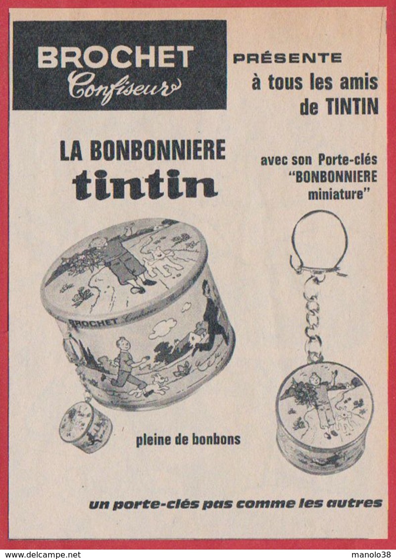 La Bonbonnière Tintin Avec Son Porte Clefs "Bonbonnière Miniature". Brochet Confiseur. - Publicités