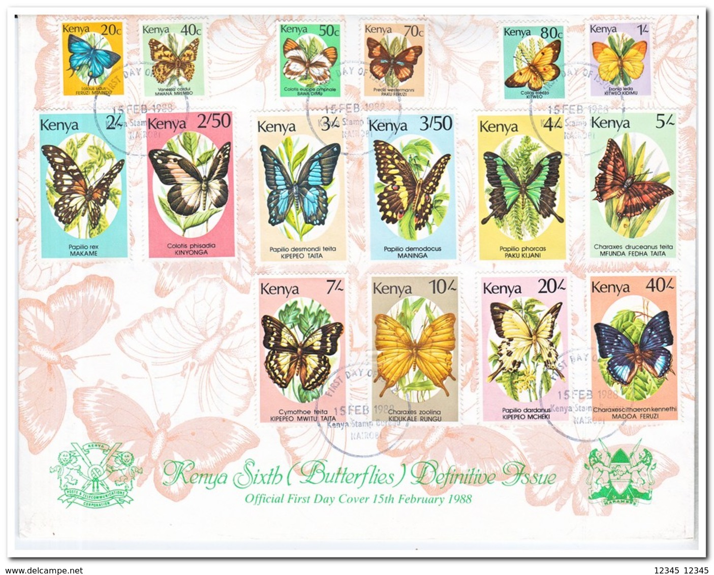 Kenia 1988, FDC, Butterflies - Kenia (1963-...)