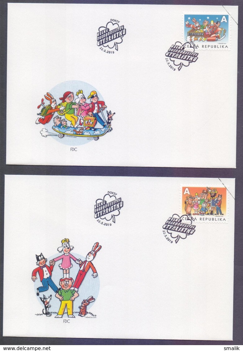 CZECH REPUBLIC 2019 FDC - 50 Years Of The Ctyrlistek Comic, Complete Set On 2 First Day Covers - FDC