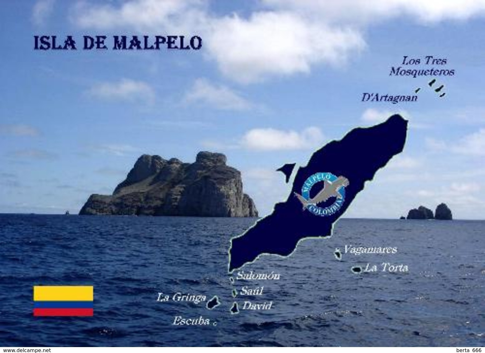 Colombia Malpelo Island Map New Postcard Landkarte AK - Kolumbien