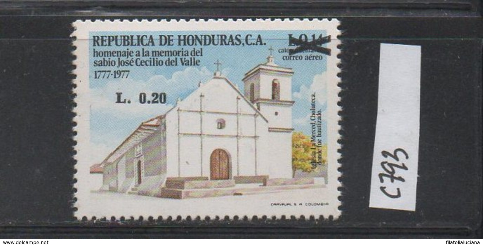 Honduras 1990 MNH Scott C793 Surcharge José Cecilio Del Valle Church - Honduras
